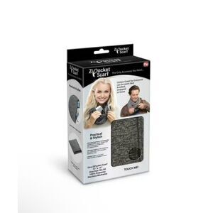 Zip Pocket Scarf in Heathered Gray. Unisex, One Size Fits All. NIB!